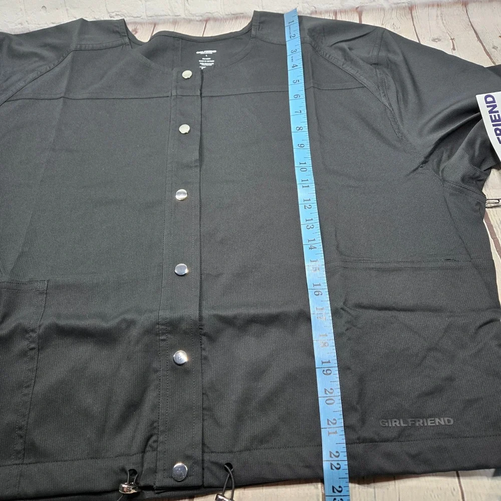 Girlfriend Collective Raquel Snap Front‎ Cropped Jacket Black Large 2022-JB-LG